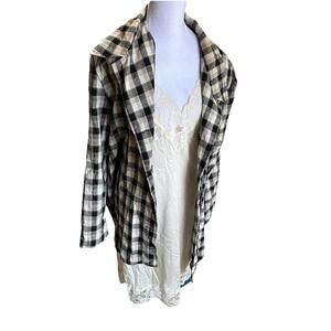 Vintage 90’s  Sea And Shore Oversized Button Down Plaid Blazer Overcoat Sz 20W